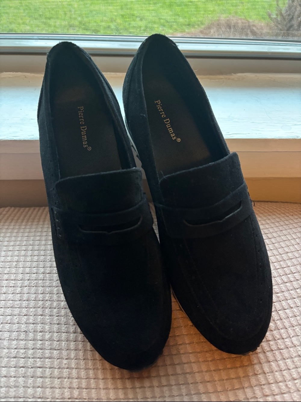 Pierre Dumas Black Suede Slip-On Platform Loafers